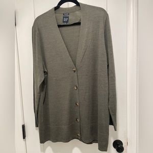 GAP Merino Wool Long Cardigan Army Jacket Green XXL